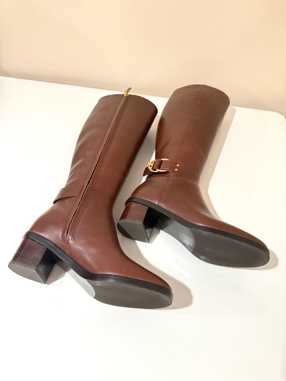 Tory Burch Chestnut Leather Marsden Riding Boots